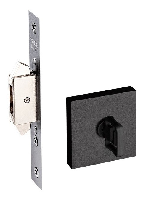 Fechadura Porta Correr Banheiro Pado Preta Trava Expansiva