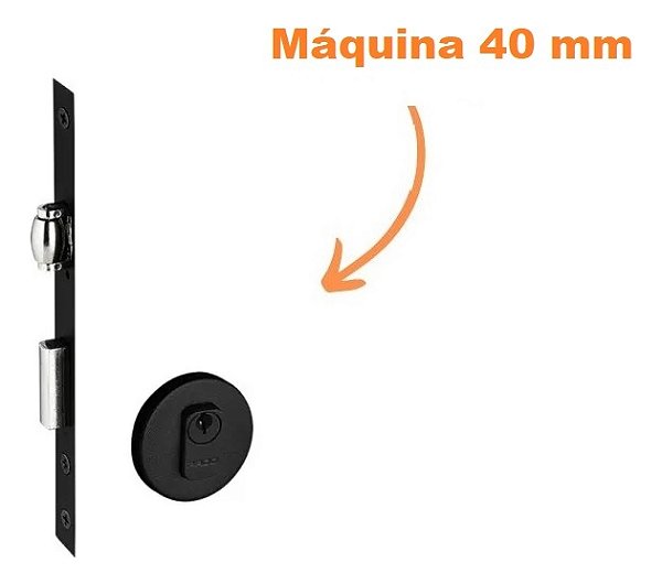 Fechadura Rolete Porta Pivotante Pado Preta Preto 40mm 454