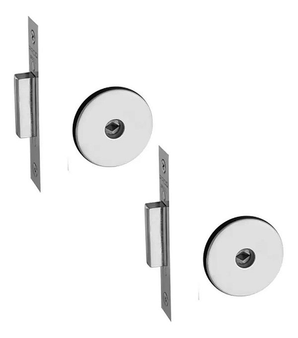 Jogo Fechadura Auxiliar Trava Tetra Pado Inox Polido Dupla