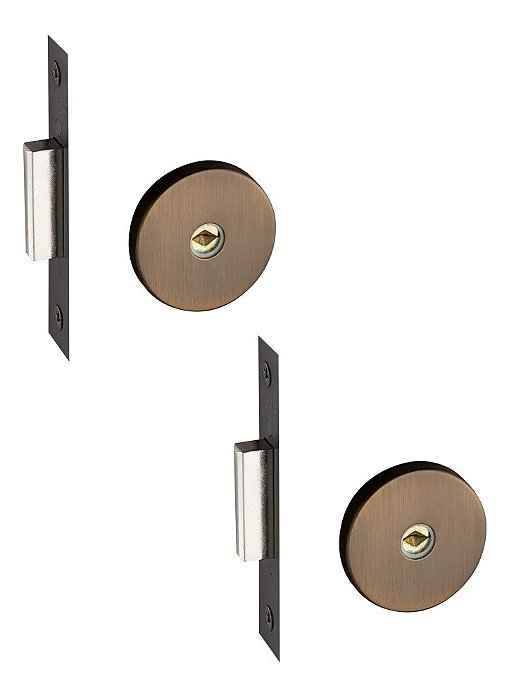 Jogo Fechadura Auxiliar Trava Tetra Pado Antique Bronze Bx