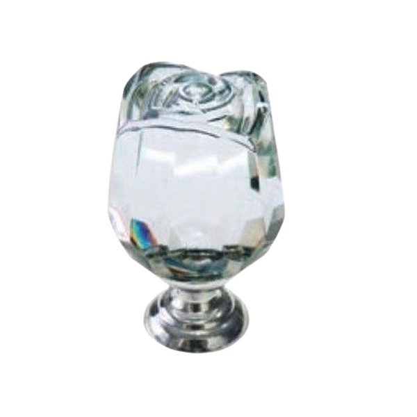 Puxador Italy Line 4523 Rosa Vidro Transparente Com Parafuso
