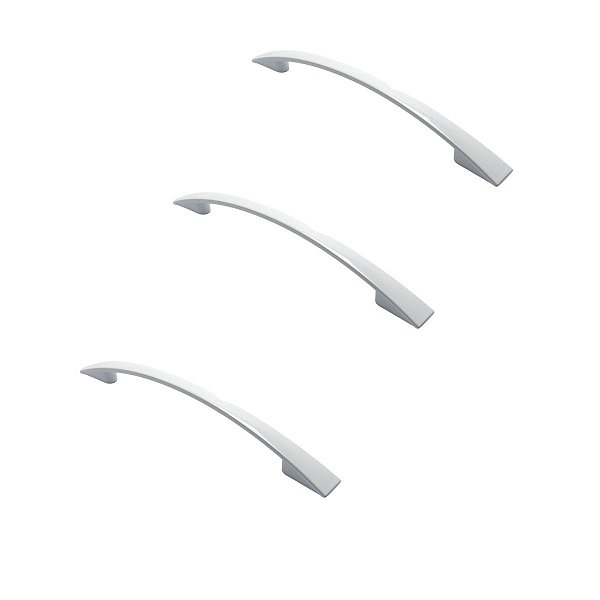 Kit 3 Puxador Italy Line 2092 Branco Metal 096mm