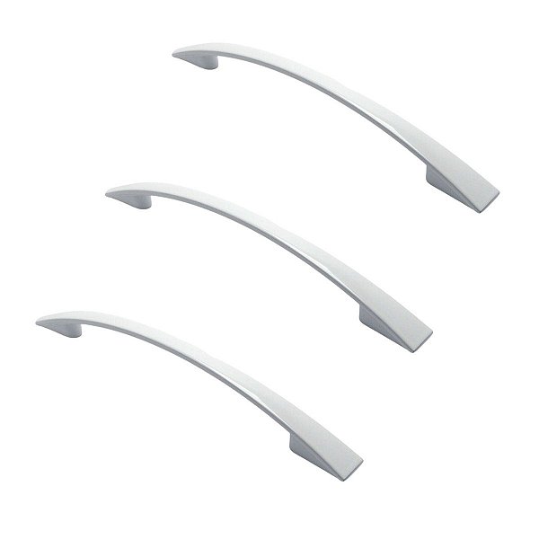 Kit 3 Puxador Branco Italy Line 2092 Metal 128mm