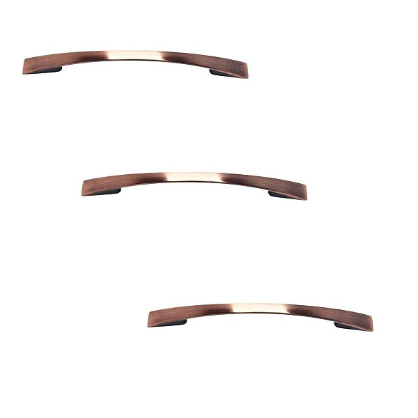 Kit 3 Puxador Cobre Envelhecido Italy Line 2092 Metal 096mm