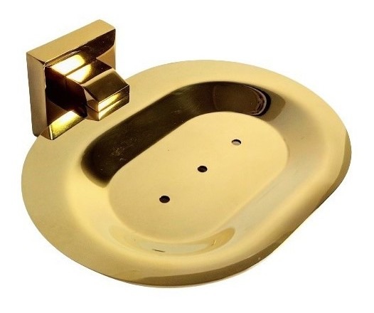 Saboneteira Parede Dourada Dourado Italy Eterna Inox Gold