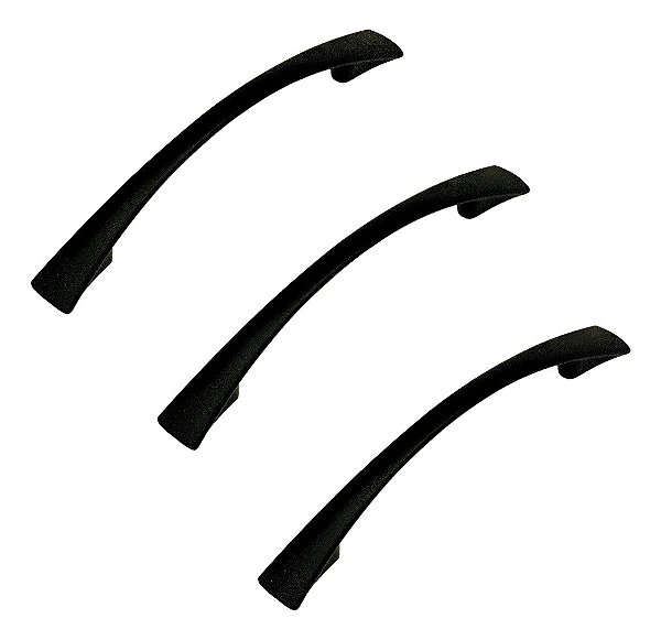 Kit 3 Puxador Italy Line Preto Fosco 2092 Metal 128mm