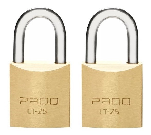 2 Cadeados Pado Latão Lt 25 Mm Não Enferruja Mesma Chave Seg