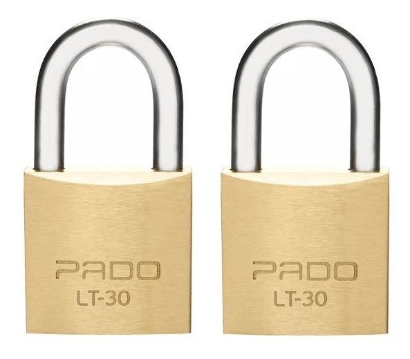 2 Cadeados Pado Latão Lt 30 Mm Não Enferruja Mesma Chave Seg