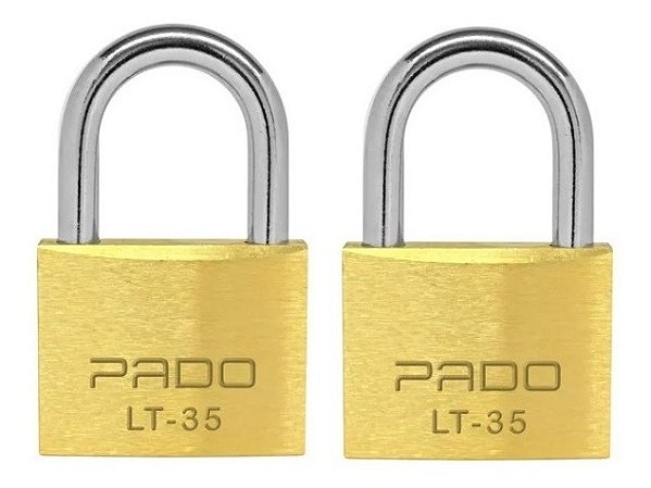 2 Cadeados Pado Latão Lt 35 Mm Não Enferruja Mesma Chave Seg