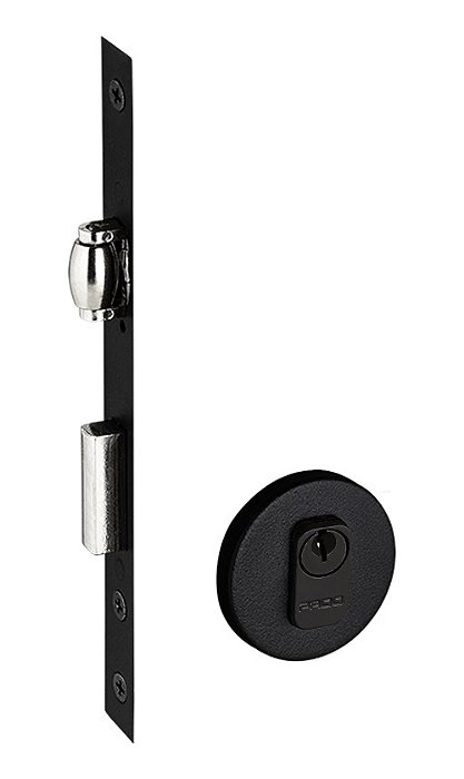 Fechadura Rolete Pivotante Pado Preta Preto 55mm Redonda Ext