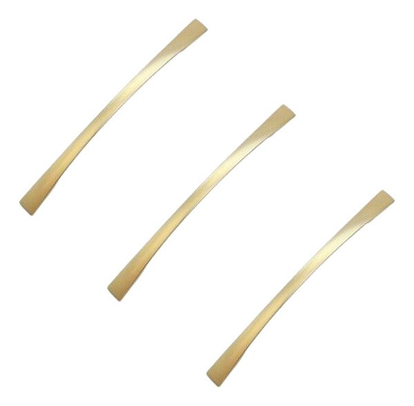 Kit 3 Puxador Dourado 2092 Italy Line Metal 128mm