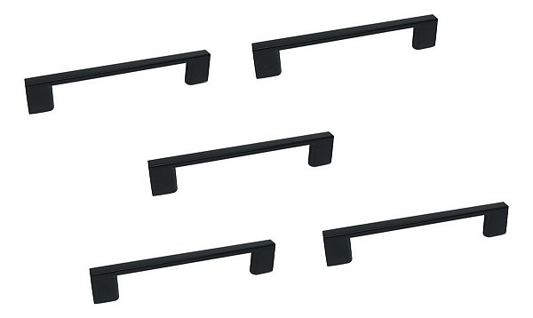 Kit 5 Puxador Preto Fosco Il 950 Metal 160mm C/ Parafusos