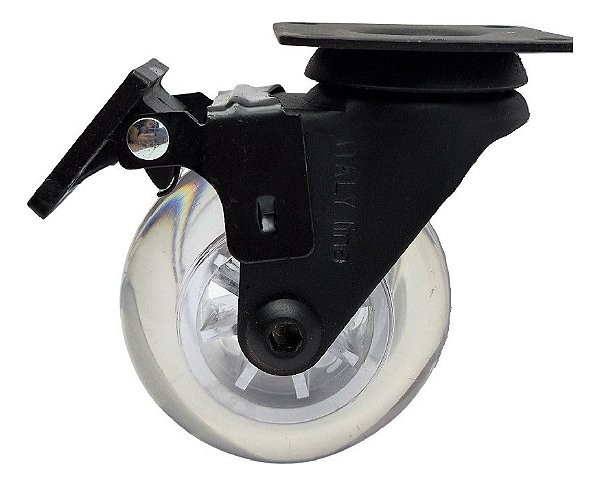 Rodizio Rodinha Preto Moveis Girator Silicone 50mm Com Trava