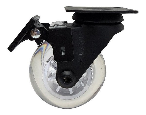 Rodizio Rodinha Preto Moveis Girator Silicone 50mm Com Trava