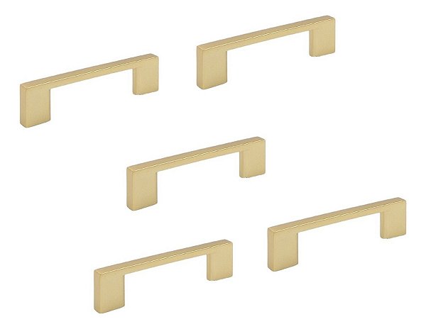 Kit 5 Puxador Dourado Fosco Il 950 Italy Line 64mm Pafafusos
