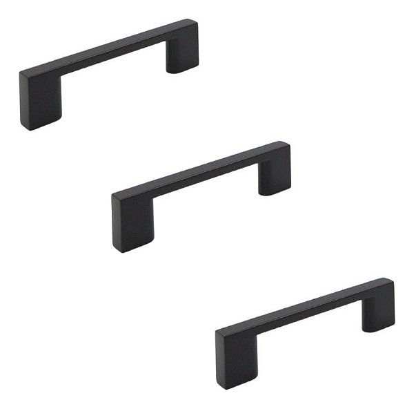 Kit 3 Puxador Preto Fosco Il 950 Italy Line Metal 64mm
