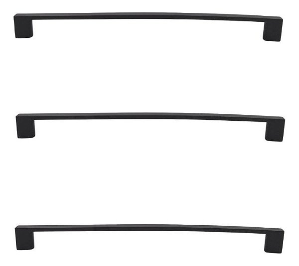 Kit 3 Puxador Preto Fosco Il 950 Italy Line Metal 192mm