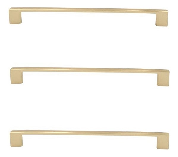 Kit 3 Puxador Dourado Fosco Il 950 Italy Line Metal 192mm