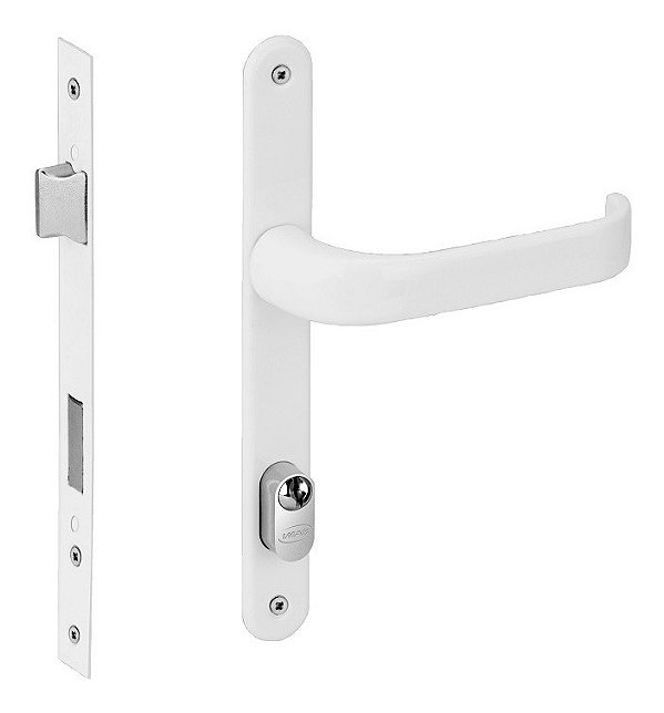 Fechadura Duna Branca Aluminio Aço Madeira Externa 1600 22mm