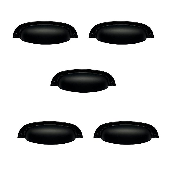 Kit 5 Puxador Vivaro 222 Preto Fosco Italy Line 96 Mm