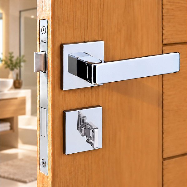 Fechadura Porta Banheiro Wc Pado Modena Cromada 55mm Quadrad
