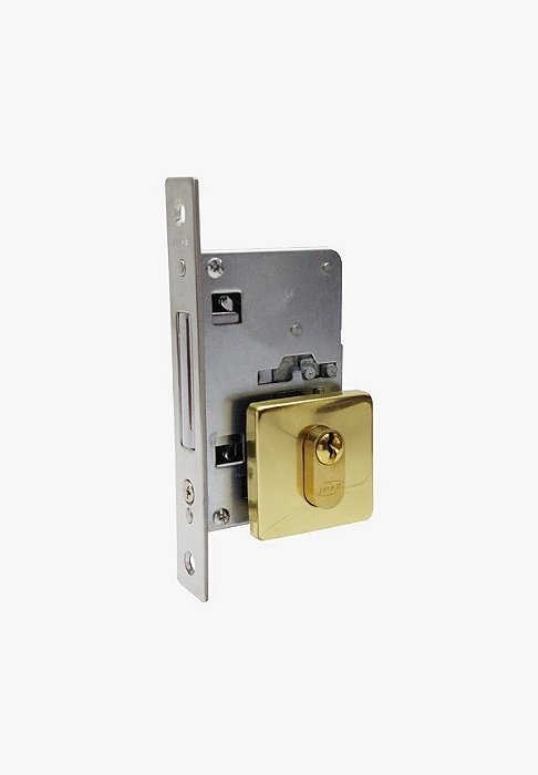 Fechadura Porta De Correr Avião Imab 2481 Dourada C/cilindro
