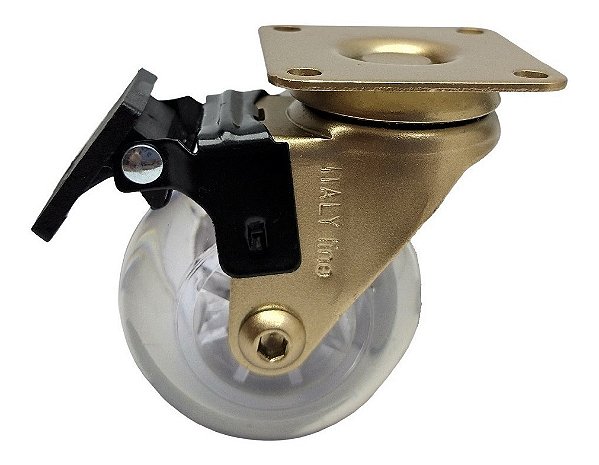 Rodizio Rodinha Dourado Moveis Girat Silicone 50mm Com Trava