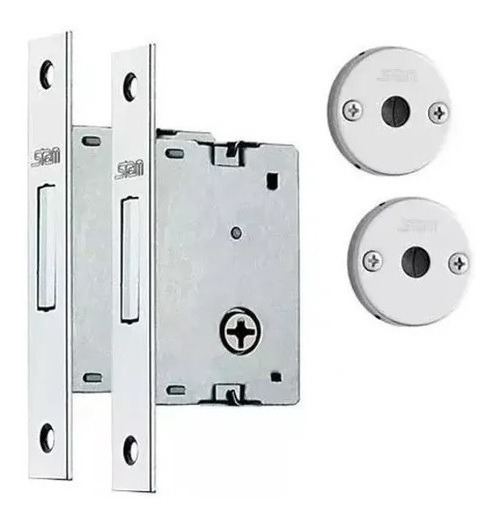 Fechadura Trava Segurança Tetra Stam 1001 Cromada 30mm Dupla