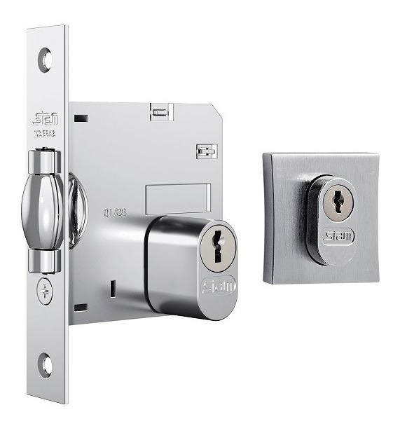 Fechadura Rolete Pivotante Stam 1005 Escovada Quadrada 45 Mm