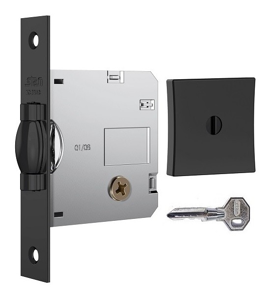 Fechadura Rolete Pivotante Stam 1005 Preta Tetra Quadrada 45