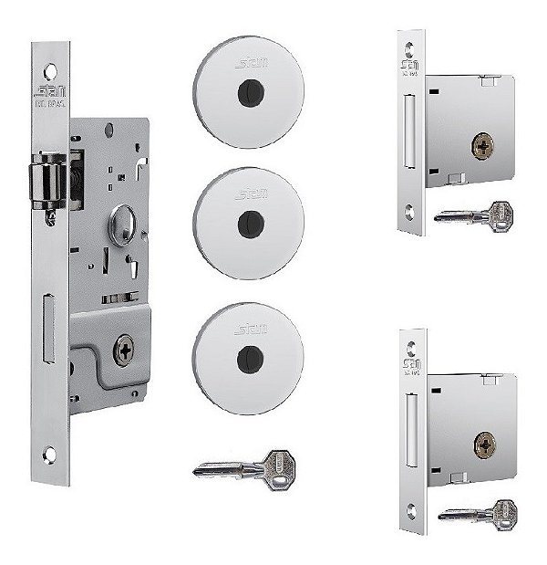 Fechadura Kit Rolete Stam 800 Cromada + Travas Tetra Pivotan