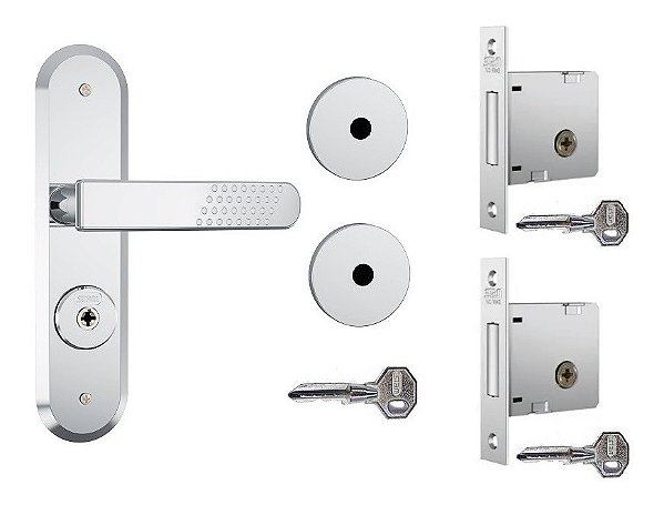 Fechadura Stam Kit 1800/21 Cromado + 2 Travas Tetra Segredo
