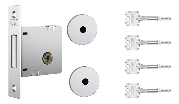 Fechadura Trava Segurança Stam 1004 Tetra Chave Cromada 40mm