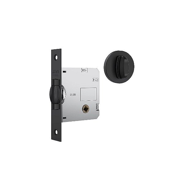 Fechadura Rolete Banheiro Pivotante Stam 1025 Redonda Preta