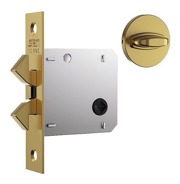 Fechadura Porta De Correr Banheiro Stam 1006s Dourada Gold