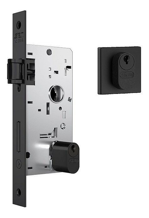 Fechadura Rolete Porta Pivotante 803 Stam Preta Preto 40mm