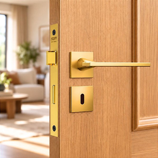 Fechadura Porta Interna Sala Quarto Dourada Gold Stam 40mm