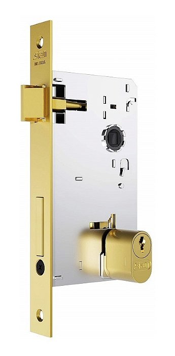 Fechadura Porta Externa Sala Quarto Dourada Gold Stam 55mm
