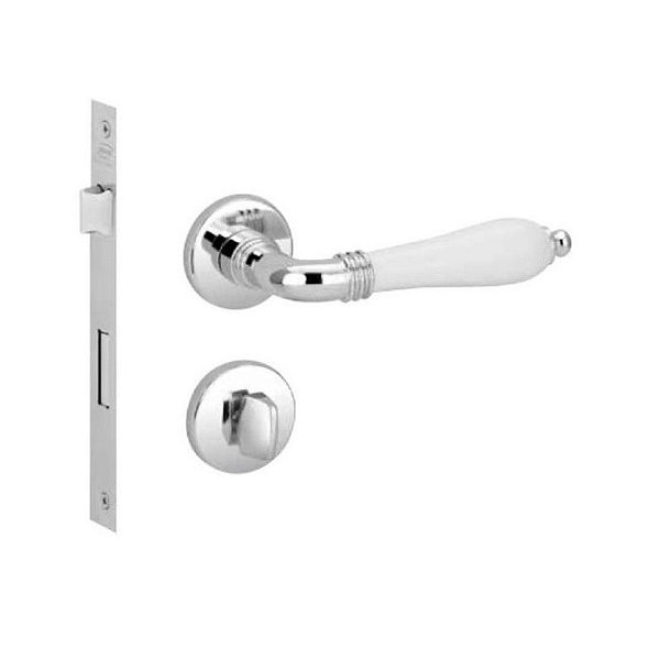 Fechadura Banheiro Lily Imab Cromada C/ Branco 55mm Clássica