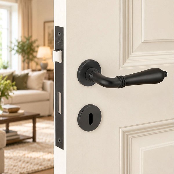 Fechadura Porta Interna Lily Preta Preto Imab 55mm Clássica