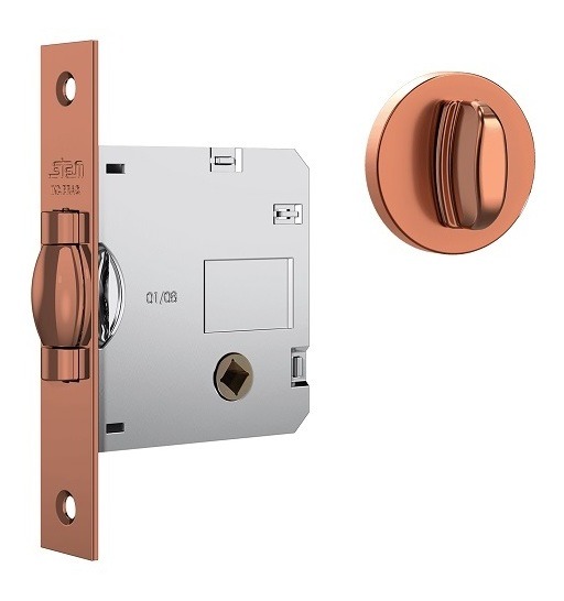 Fechadura Rolete Porta Banheiro Wc Pivotante Stam 1025 Rosê