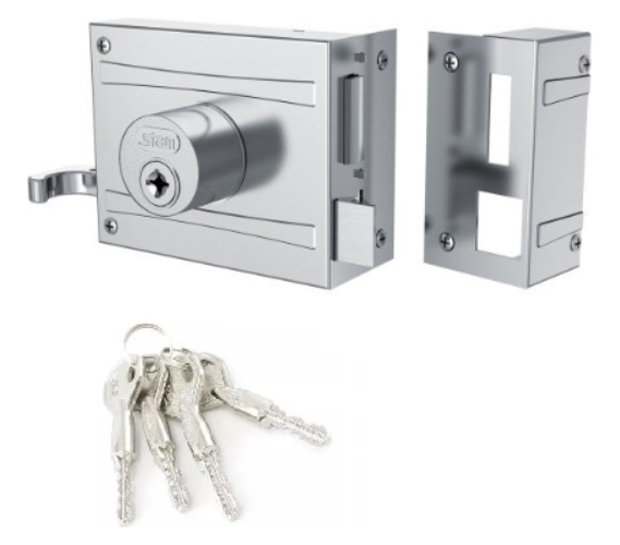 Fechadura Portão Sobrepor Stam 1701/100 Inox Tetra Chave 304