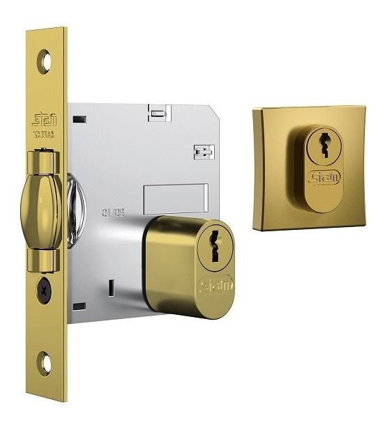 Fechadura Externa Rolete Porta Pivotante 1005 Gold Stam