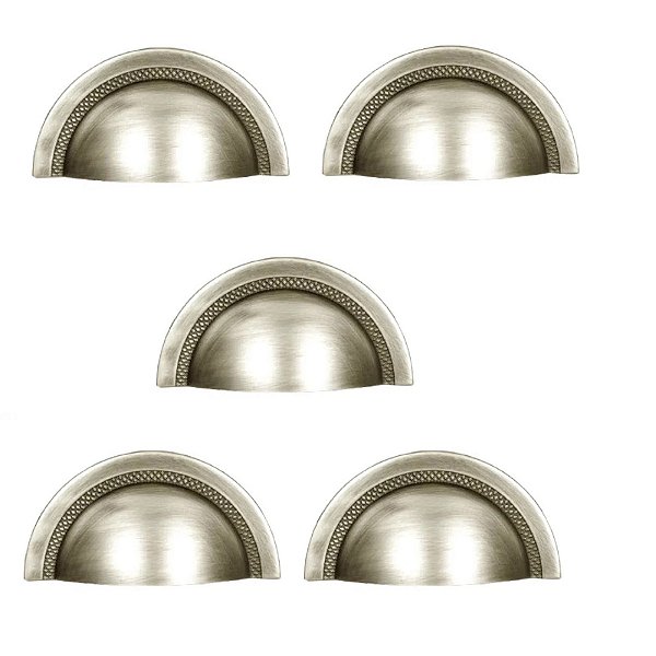 Kit 5 Puxador Shell Zen 64mm Niquel Escovado Com Verniz