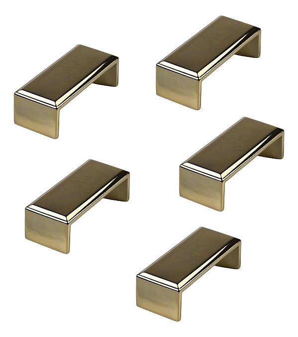 Kit 5 Puxador Creta Zen Gold Dourado Brilhante 64 Mm