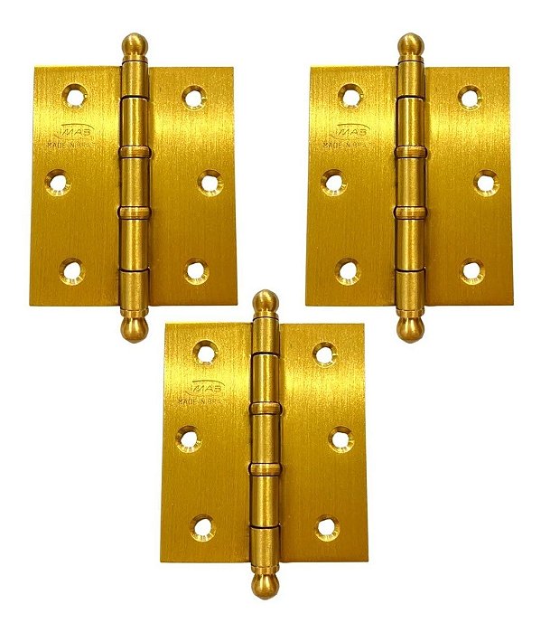 Dobradiça Para Porta Dourada Escovada 3 X 2 1/2 Anel Imab
