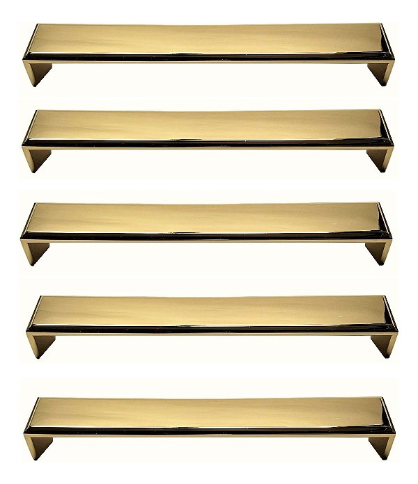Kit 5 Puxador Creta Zen Gold Brilhante Dourado 192 Mm