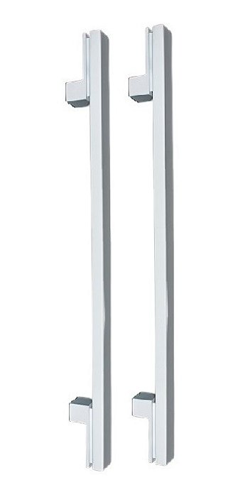 Puxador Porta Living Cromado Inox Pol Zen Duplo 50 Cm 500 Mm
