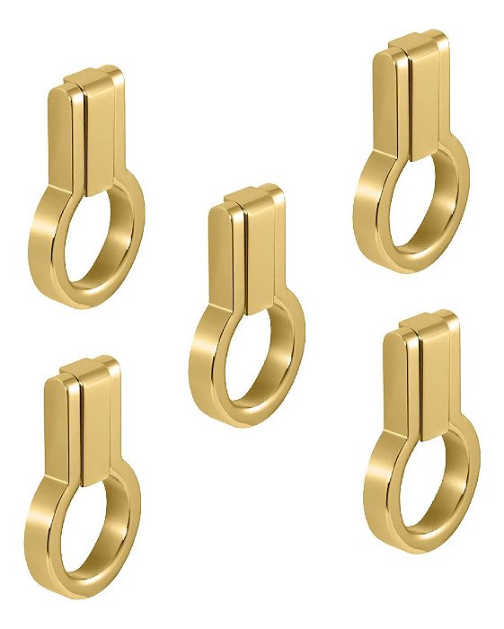 Kit 5 Puxador Antique Ponto Zen Dourado Fosco Zp5404.955