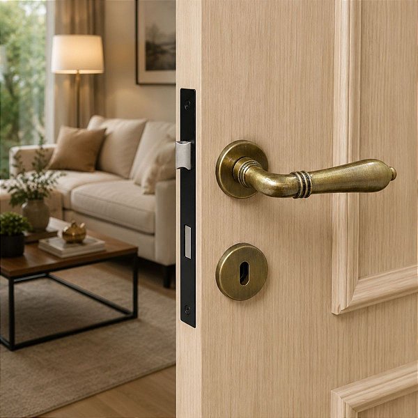 Fechadura Interna Lily Antique Ouro Velho Imab Classica 55mm